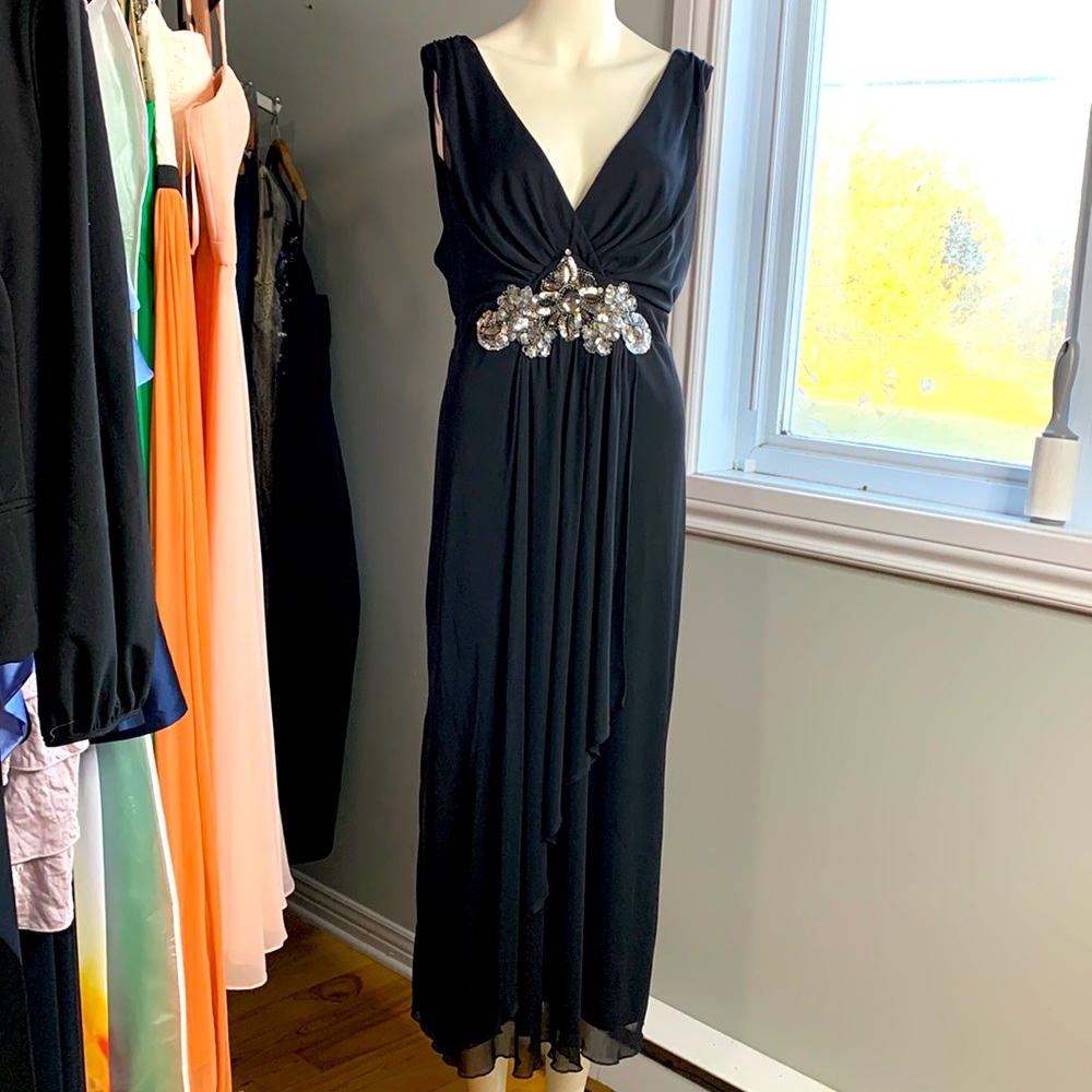 Black Formal Dress Beaded sz Large 16
